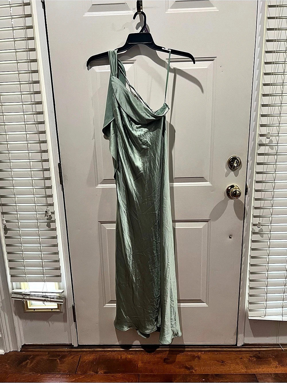 Here Comes the Sun Satin-Look Draped Maxi Dress in Green Size 6 NWT